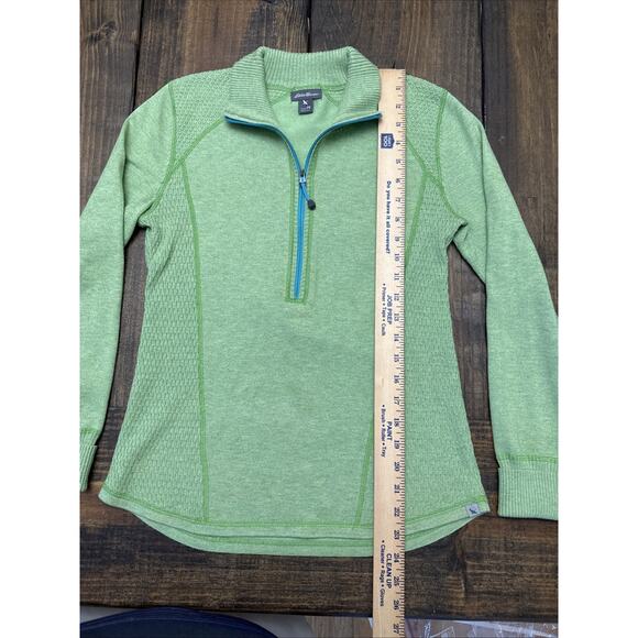 Eddie Bauer Lime Green Lightweight Sweater, 1/4‎ Zip Front, Turtleneck, Size PS - Picture 6 of 9